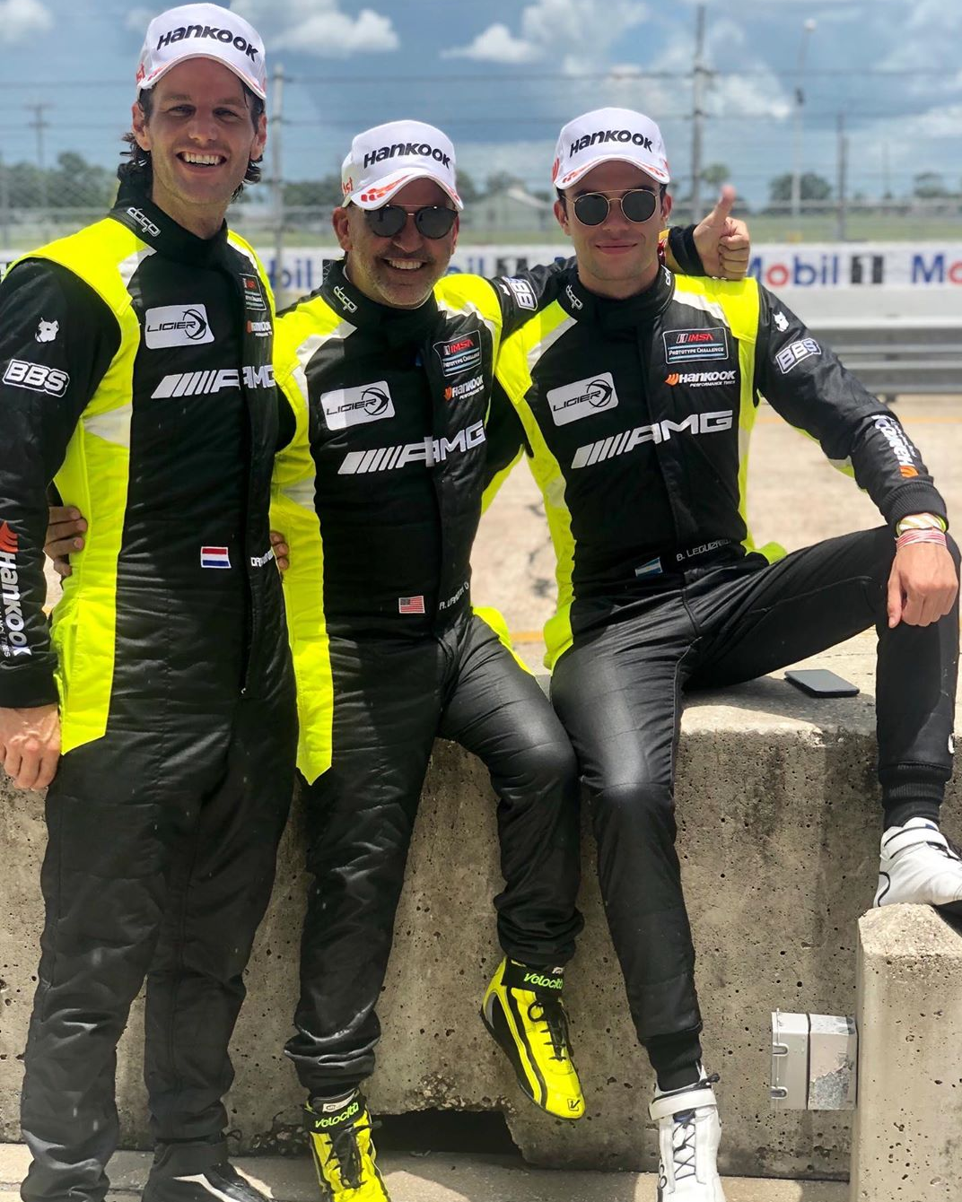 Con sus compañeros de equipo en Sebring